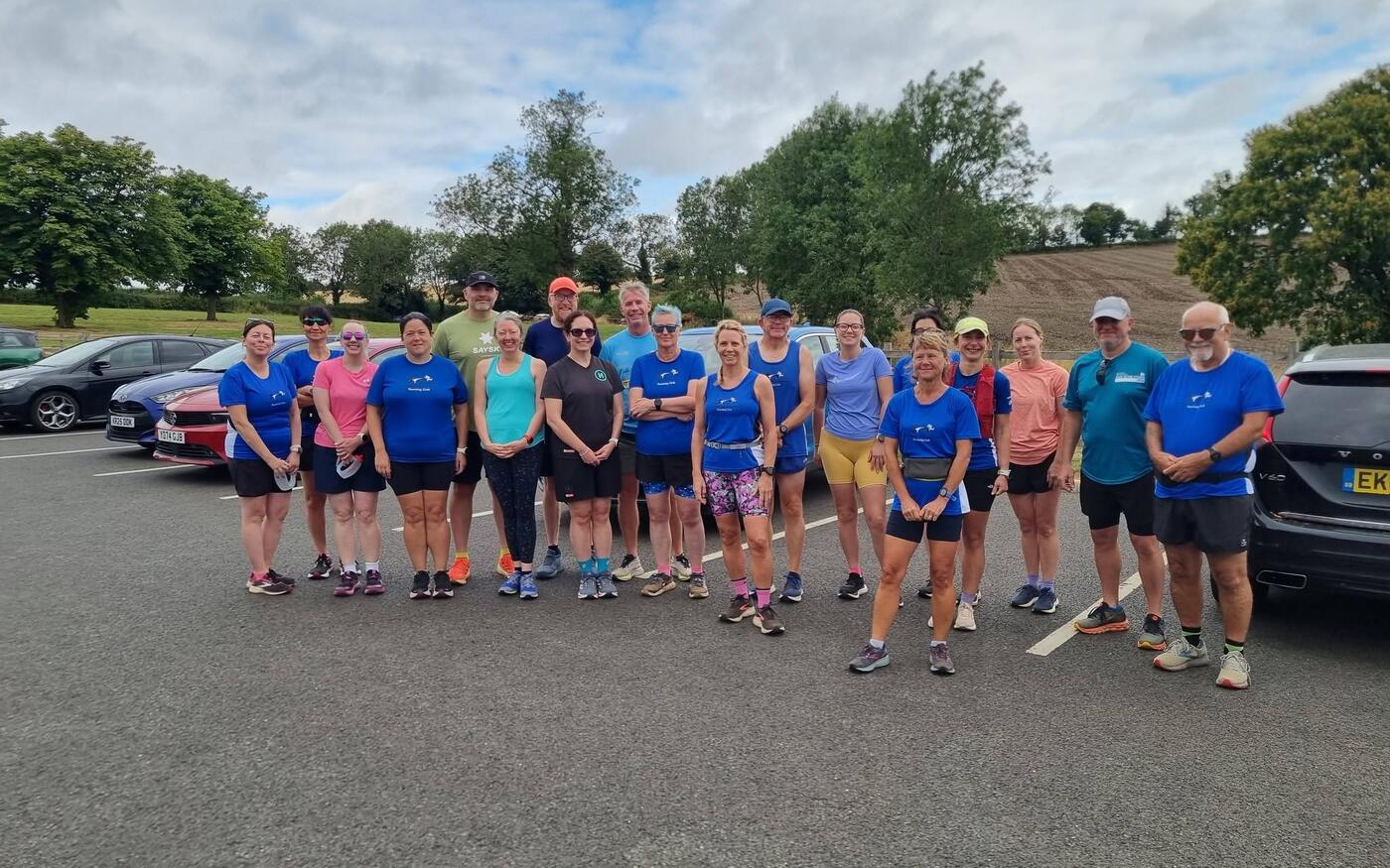 Desborough & Rothwell Running Club members gathered before a Sunday social run